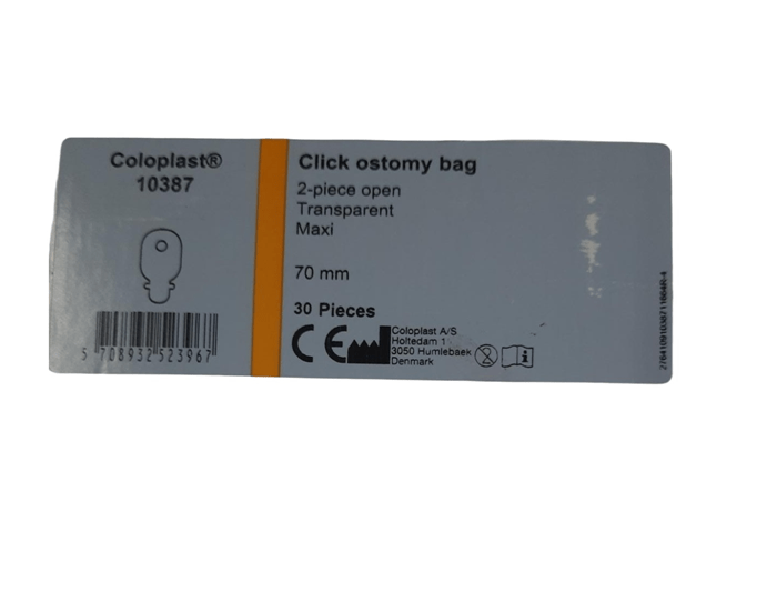 Coloplast 2-Piece Open Transparent Maxi 70mm Bag 10387