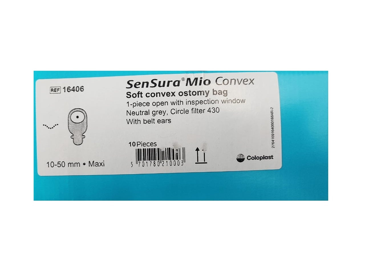 Coloplast Sensura Mio Soft Convex 1-Piece Open with Inspection window Neutral Grey Ostomy Bag 10-50mm 16406