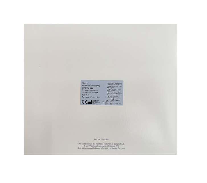 Coloplast Sensura Post-Op Ostomy Bag 1-Piece Open with Inspection Window 100mm (10-115mm) 19021