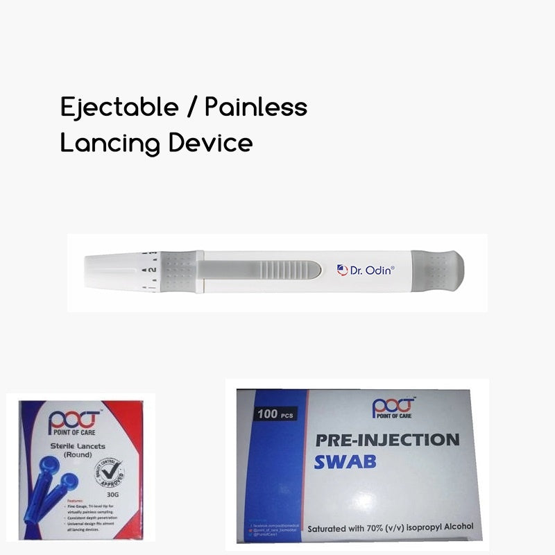 Painless Lancing Device+Lancet 100Pcs +Pre-Injection Swab 100Pcs. (POCT)