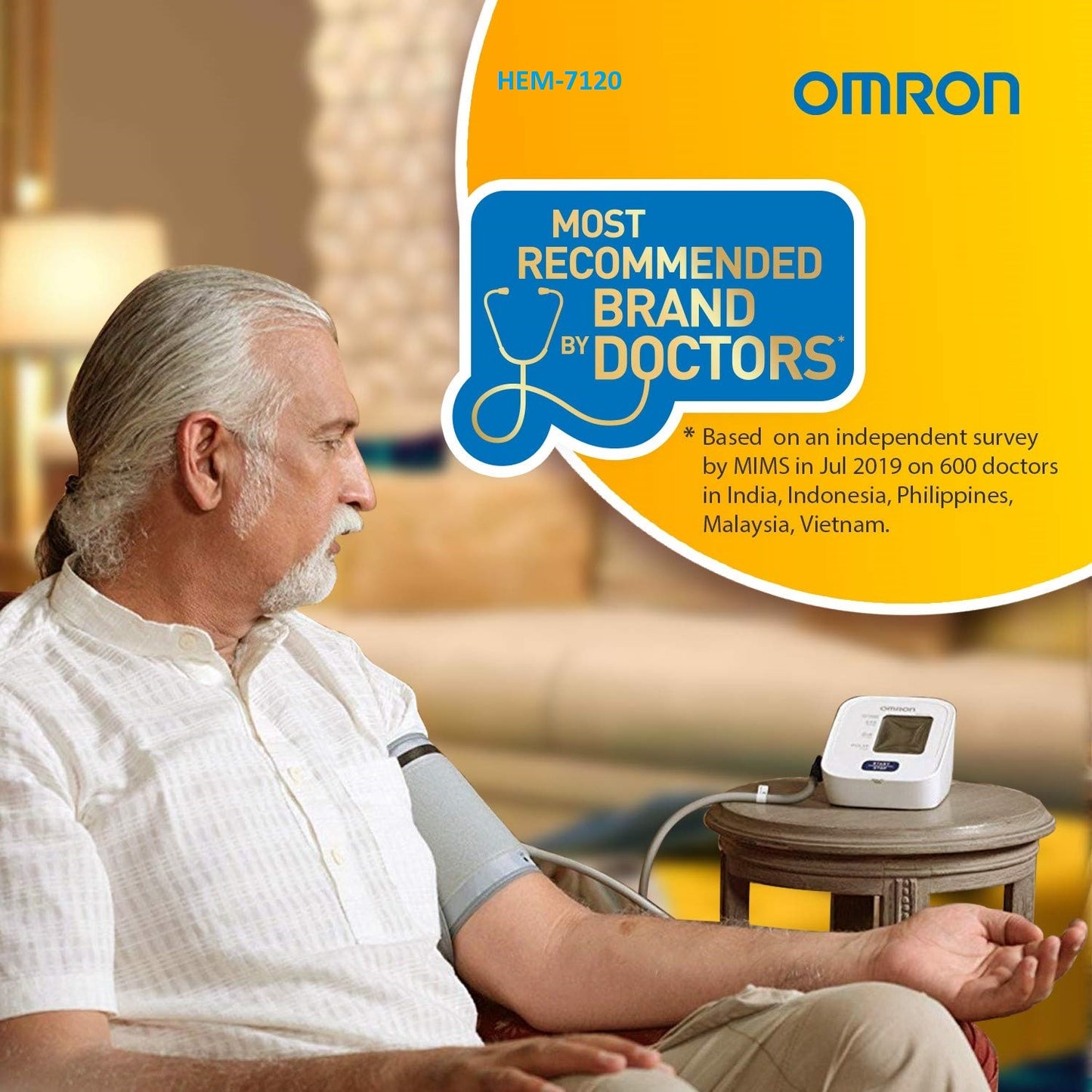 Omron Automatic Digital BP Monitor HEM-7120  With with Body Movement Detection & Irregular Heartbeat detection