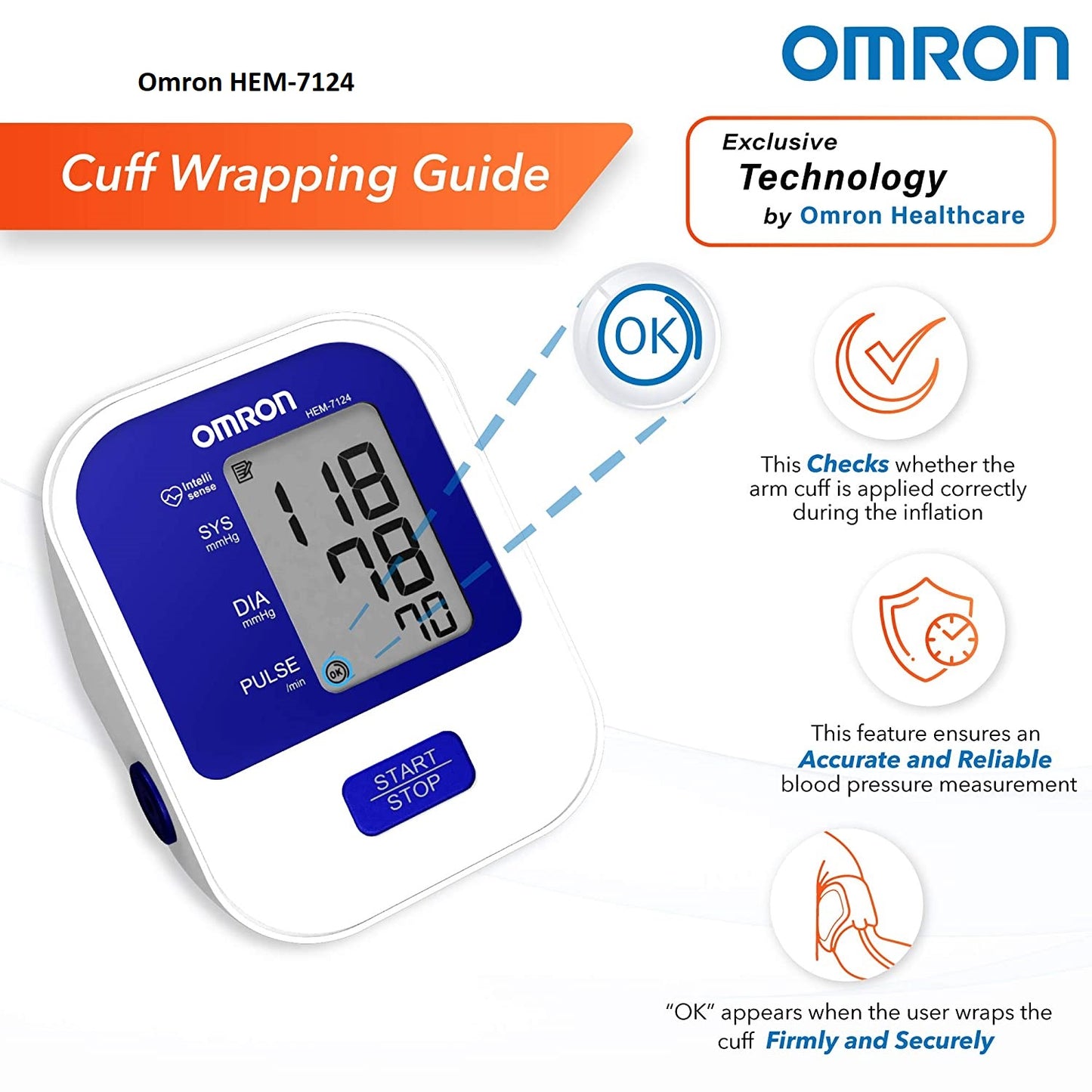 Fully Automatic Digital BP (Blood Pressure) Monitor HEM-7124