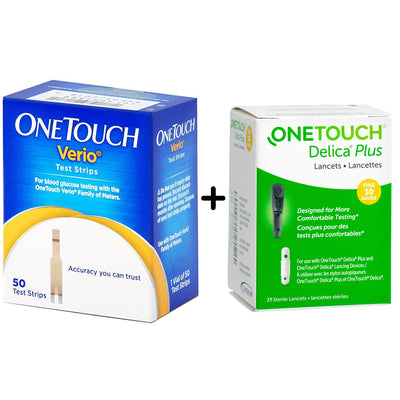 OneTouch Verio Test Strips 50 + 25 Delica Plus Lancets
