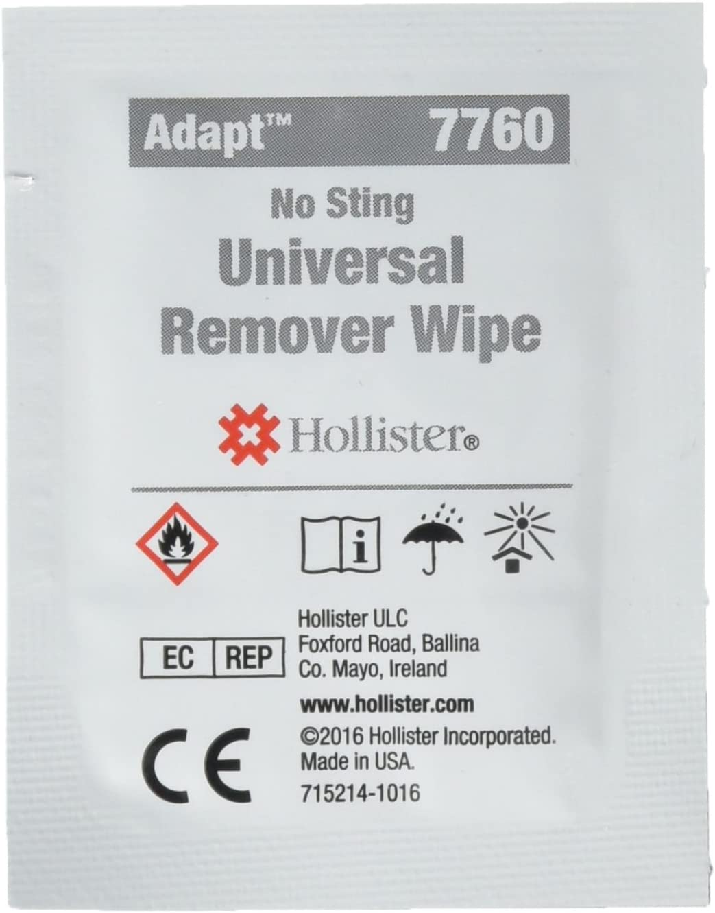 Hollister Adapt Universal Remover Wipes No Sting 7760