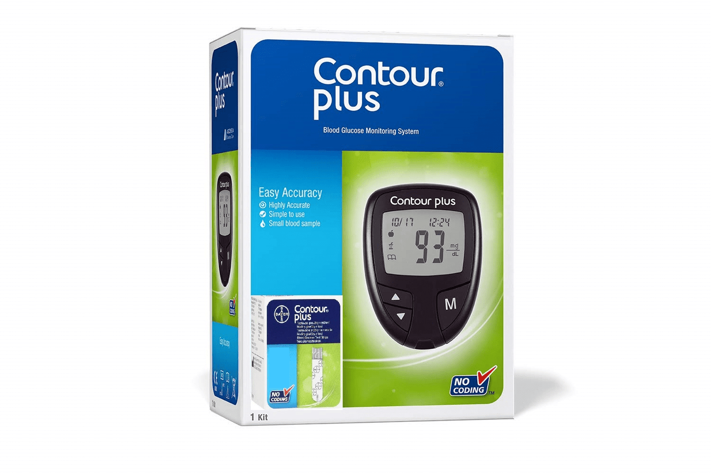 Contour Plus Glucometer (Free 20 Strips ) +50 Strips  (Black)