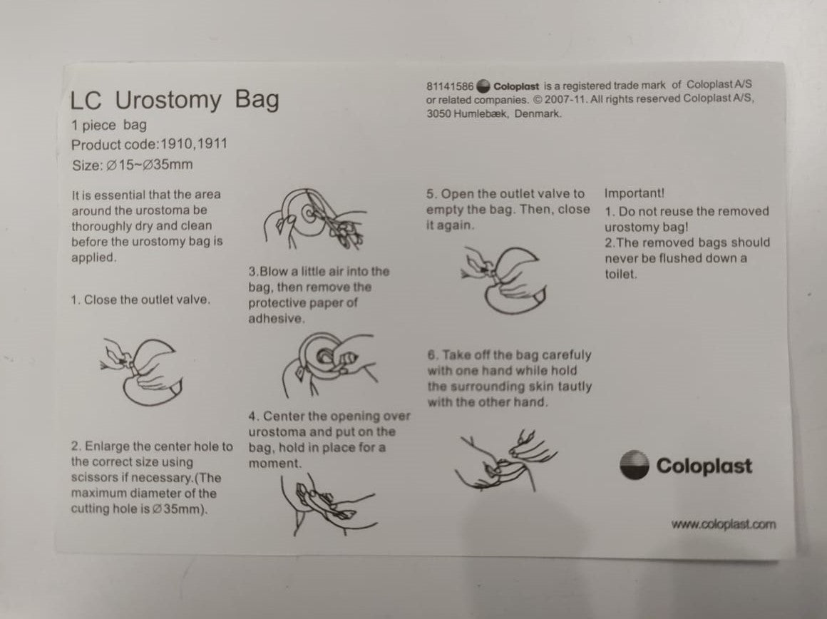 Coloplast Lc Uro One-Piece Urostomy Bag 1910 15mm-35mm