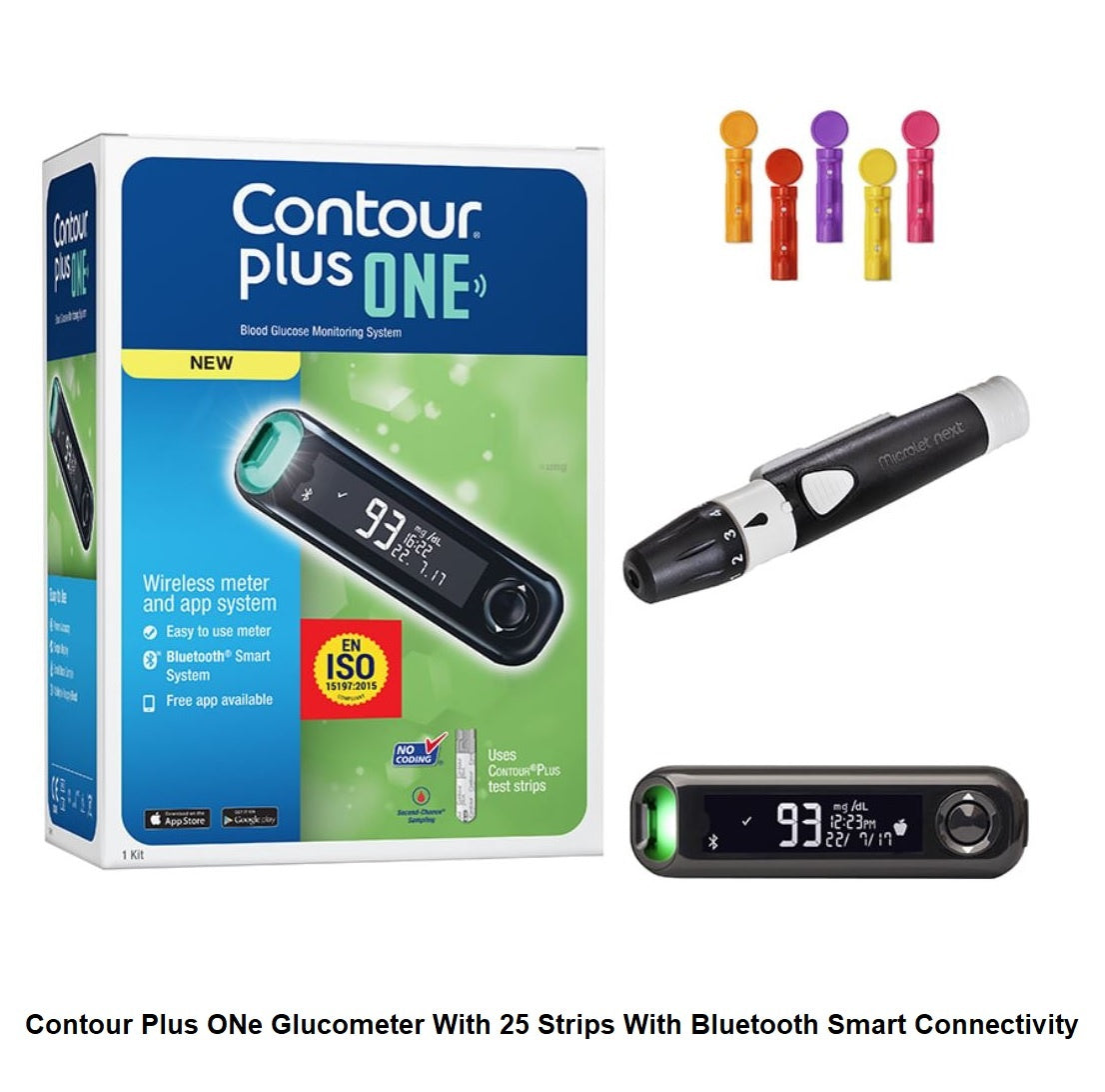 Contour Plus One Glucometer With Bluetooth Smart System With 25 Strips