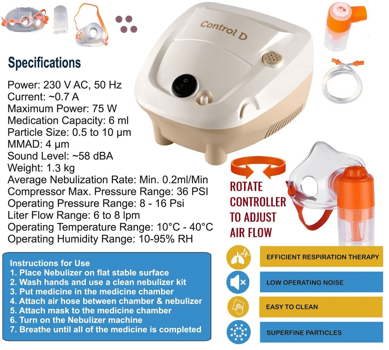 Control D Homely Nebulizer with Child & Adult Kit