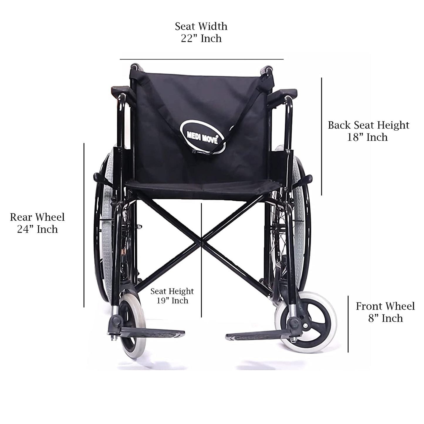 Medimove Ezee Lite Foldable Strong Built Up Quality Wheelchair