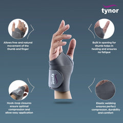 Wrist Brace With Thumb, Grey, 1 Unit