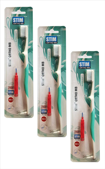 DENT AIDS STIM Ortho-MB Orthodontic Toothbrush (Pack Of 4)