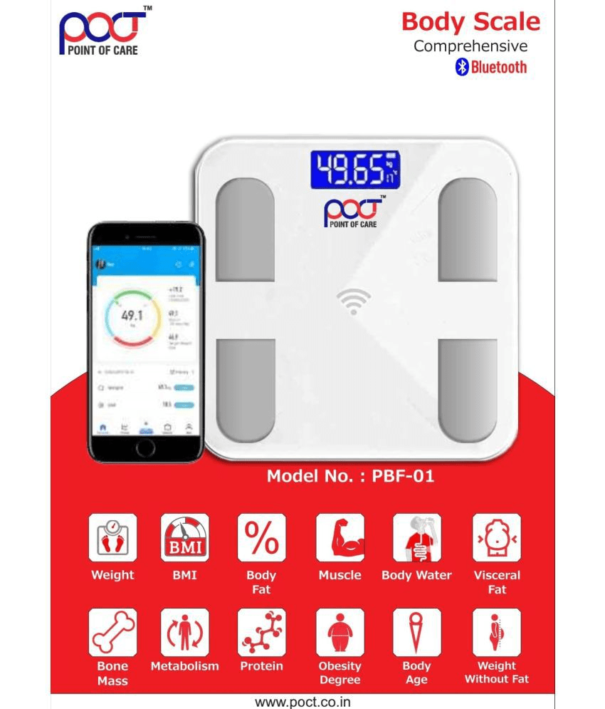 Poct Body Scan Complete Digital Body Composition Monitor PBF01 With White Glass