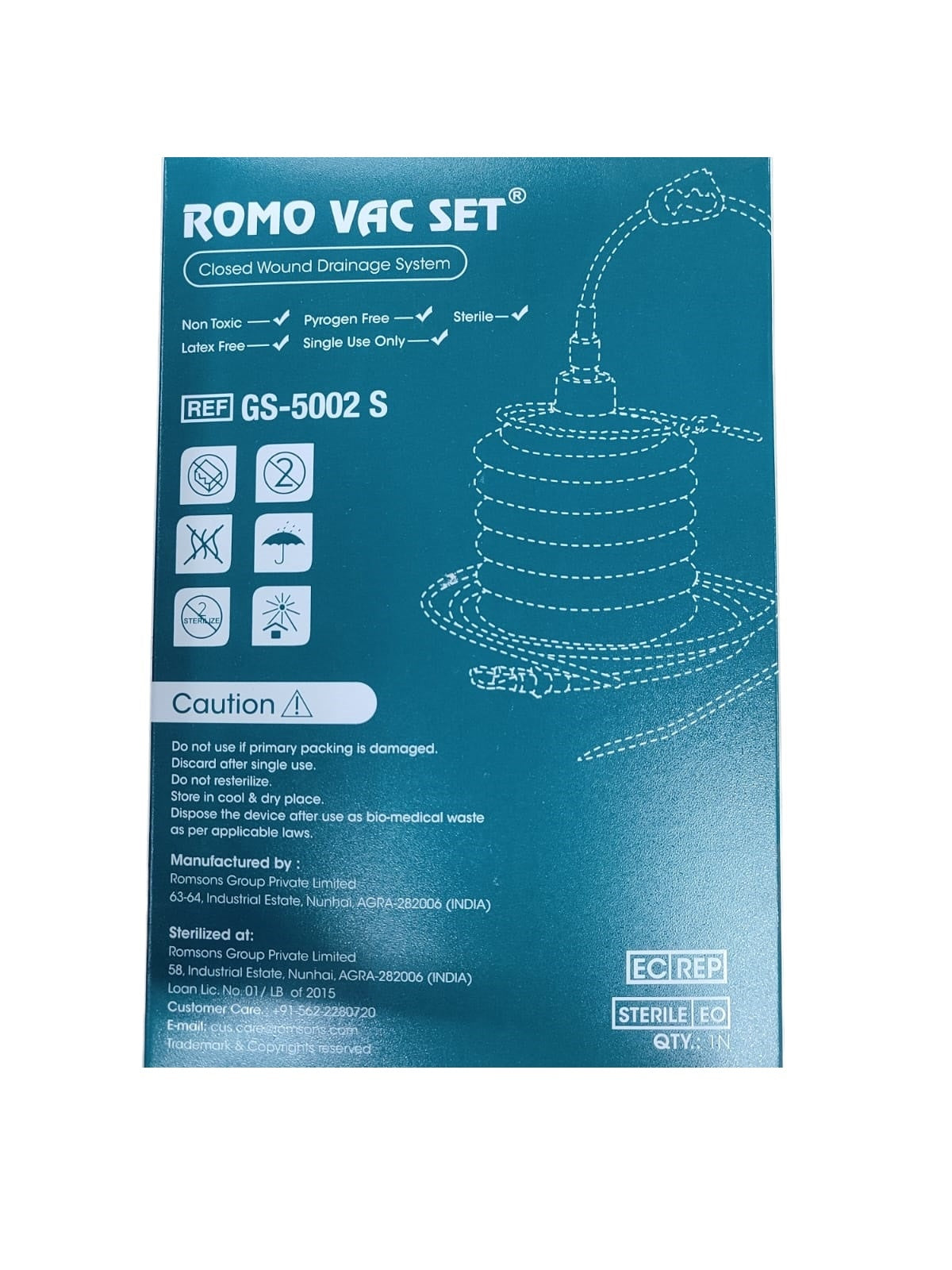 Romsons Romo Vac Set Closed Wound Drainage System GS-5002
