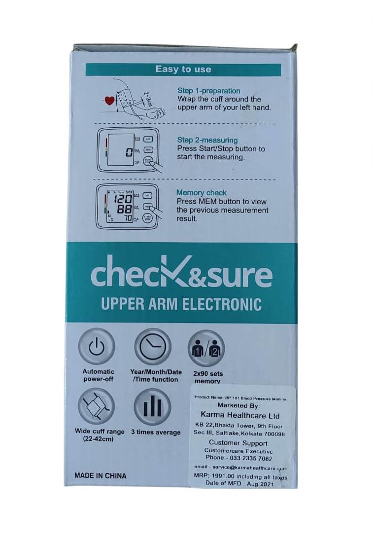 Check & Sure Upper Arm Electronic BP 101 (U80EH) BP Monitor