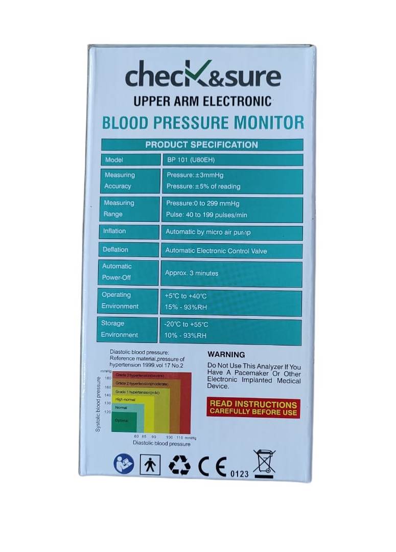 Check & Sure Upper Arm Electronic BP 101 (U80EH) BP Monitor