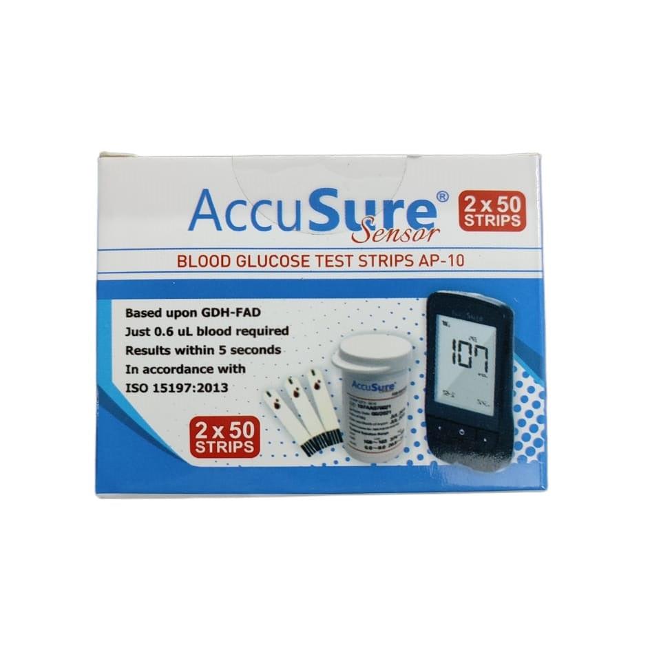 Accusure Sensor Blood Glucose Test 2x50 Strips