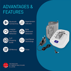 Omron HEM 7143T1A Digital Bluetooth BP Monitor with More Advanced intelligence Technology & Accuracy (Adapter Include)