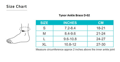 Tynor Ankle Brace, Black, D-02, 1Pcs