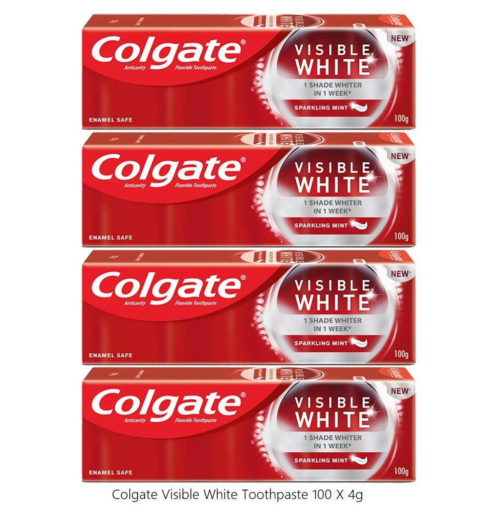 Colgate Visible White Teeth Whitening Tooth Paste with Sparkling Mint, Enamel Safe