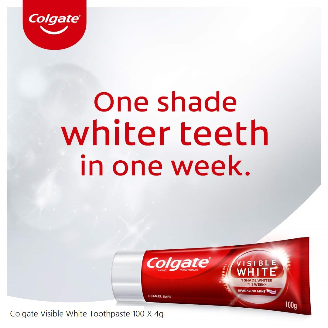 Colgate Visible White Teeth Whitening Tooth Paste with Sparkling Mint, Enamel Safe