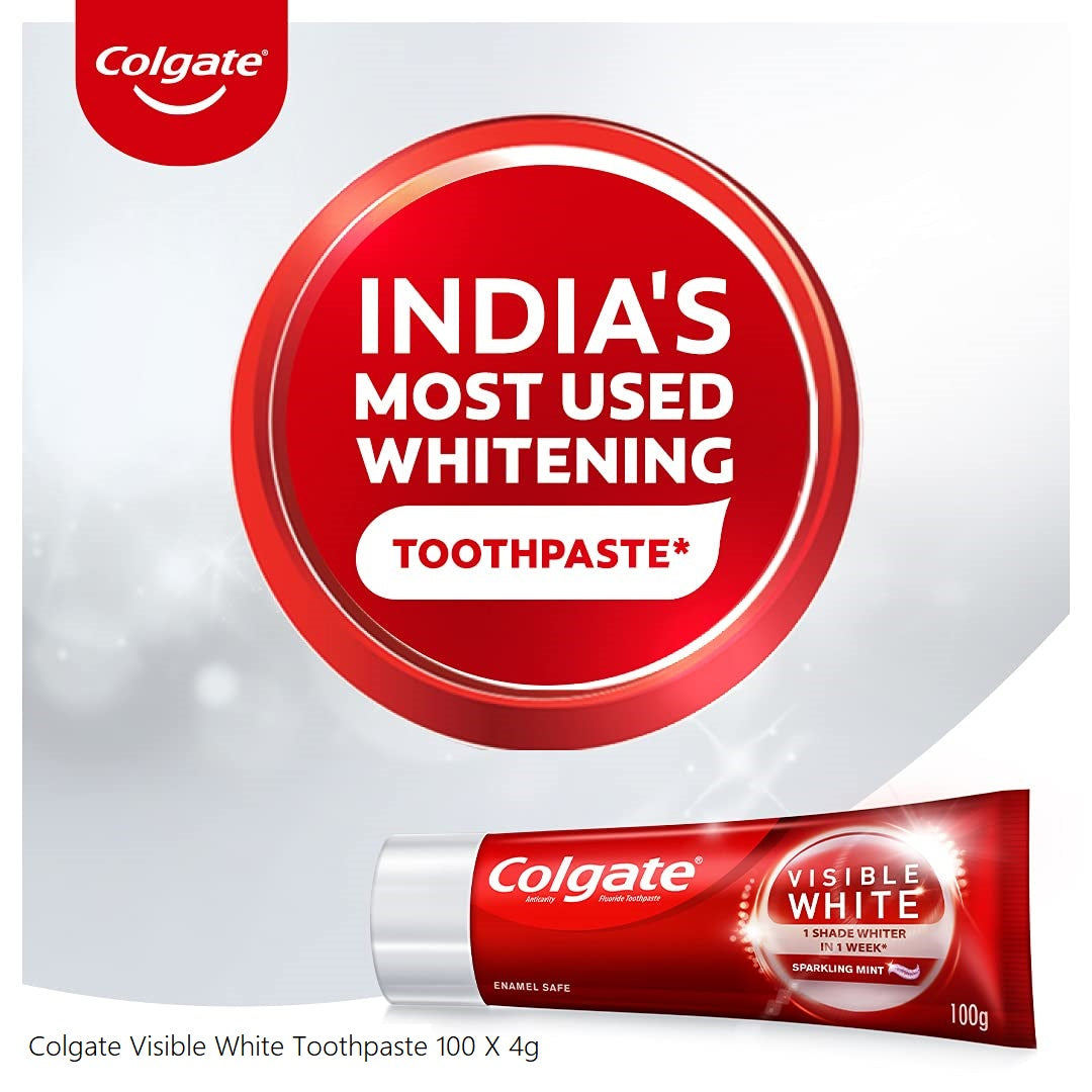 Colgate Visible White Teeth Whitening Tooth Paste with Sparkling Mint, Enamel Safe