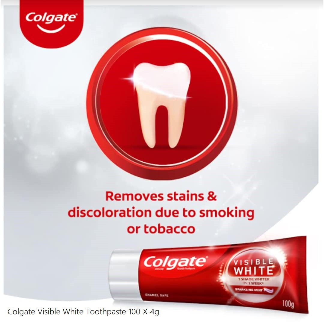 Colgate Visible White Teeth Whitening Tooth Paste with Sparkling Mint, Enamel Safe