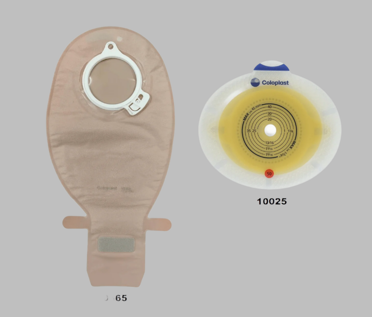 Coloplast 10365 Sensura 2-Piece Open Maxi Opaque 50mm and Coloplast 10025 Sensura Extended Wear Base Plate 50mm (10-45mm)