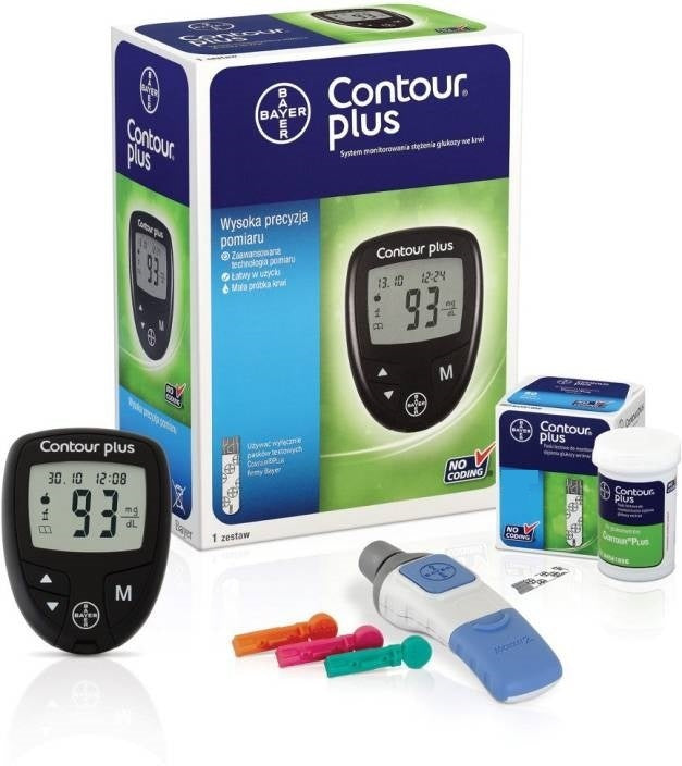 Contour Plus Glucometer (Free 20 Strips ) +50 Strips  (Black)