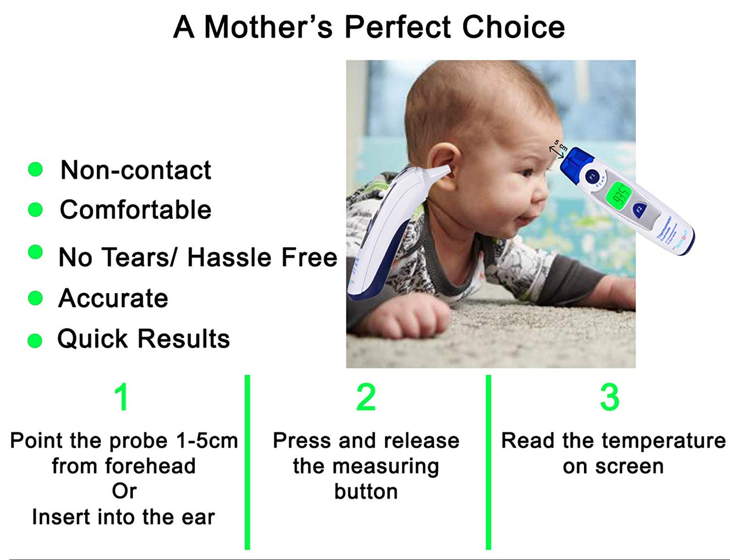 Non-Contact (Infrared Thermometer) BPL (Forehead + Ear Mode)