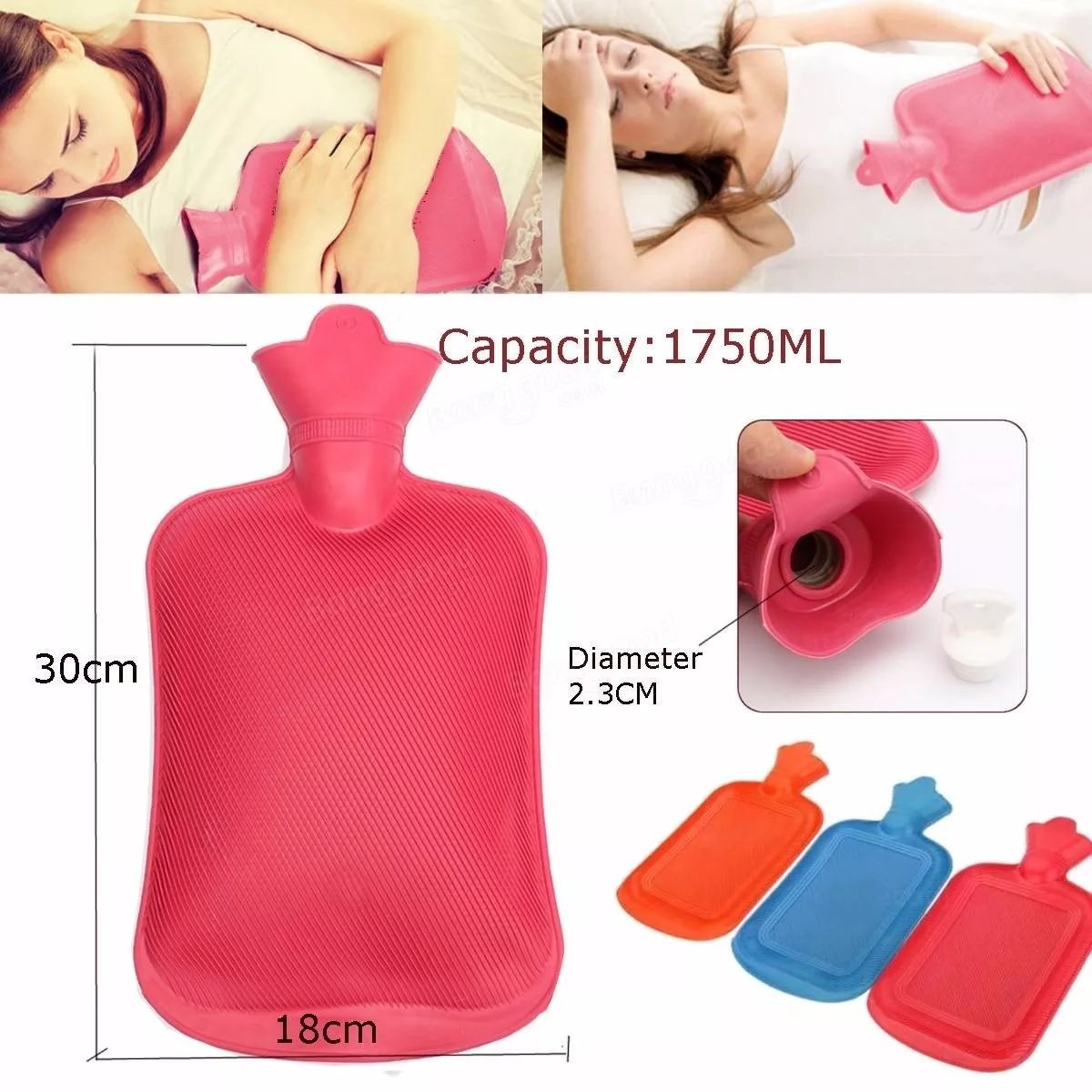 Buy Ozocheck 1L Red Non Electrical Rubber Hot Water Bag with Cover,  G086-2SF (Pack of 2) Online At Price ₹306