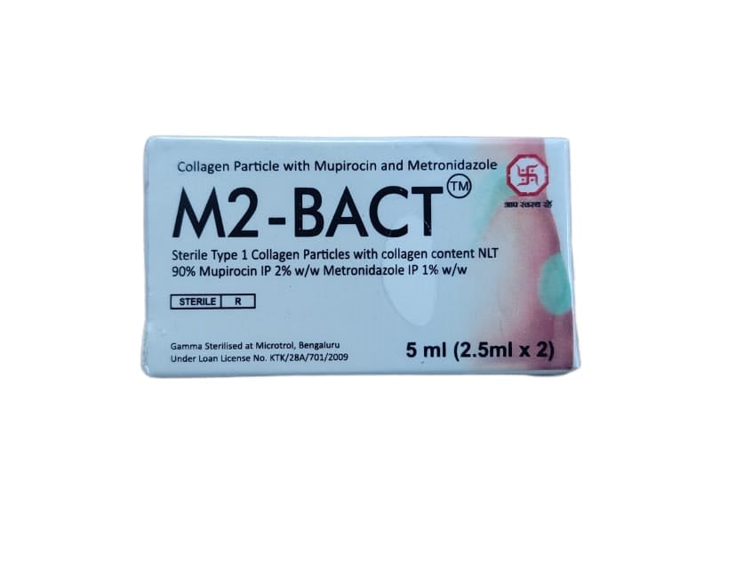 M2-Bact (Collagen Particle With Mupirocin and Metronidazole) For Wound Dressing 5ml (2.5ml x 2)