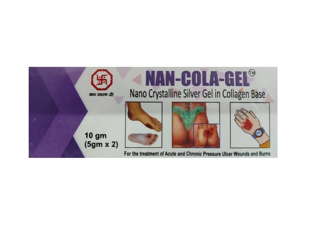 Nan Cola Gel (Nano Crystalline Silver Gel In Collagen Base) for Wound Dressing 10gm (5gm x 2)