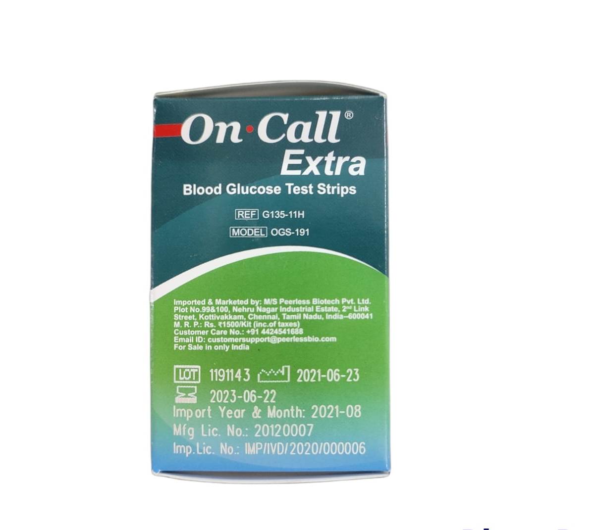 On Call Extra Blood Glucose Test Strips 50 with Individual Packing