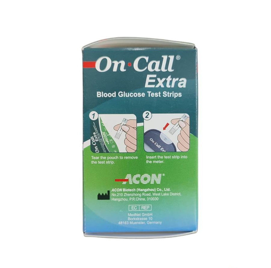 One Call Express On Call Extra Blood Glucose Test Strips 50 with Individual Packing