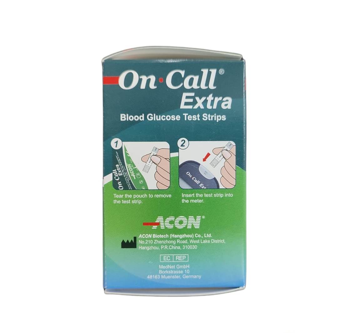 On Call Extra Blood Glucose Test Strips 50 with Individual Packing