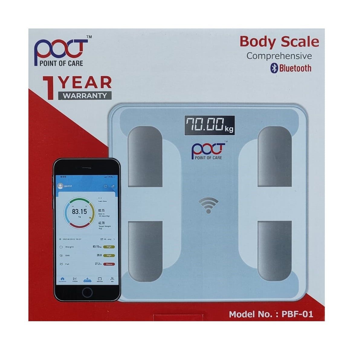 Poct Body Scan Complete Digital Body Composition Monitor PBF01 With White Glass