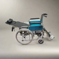 Karma Rainbow 8 Reclining Wheelchair with Commode – Hydraulic Recliner, U-Cut Seat, Headrest, Foldable Design & Heavy-Duty Steel Frame | Ideal for Elderly, Patients & Long-Term Use