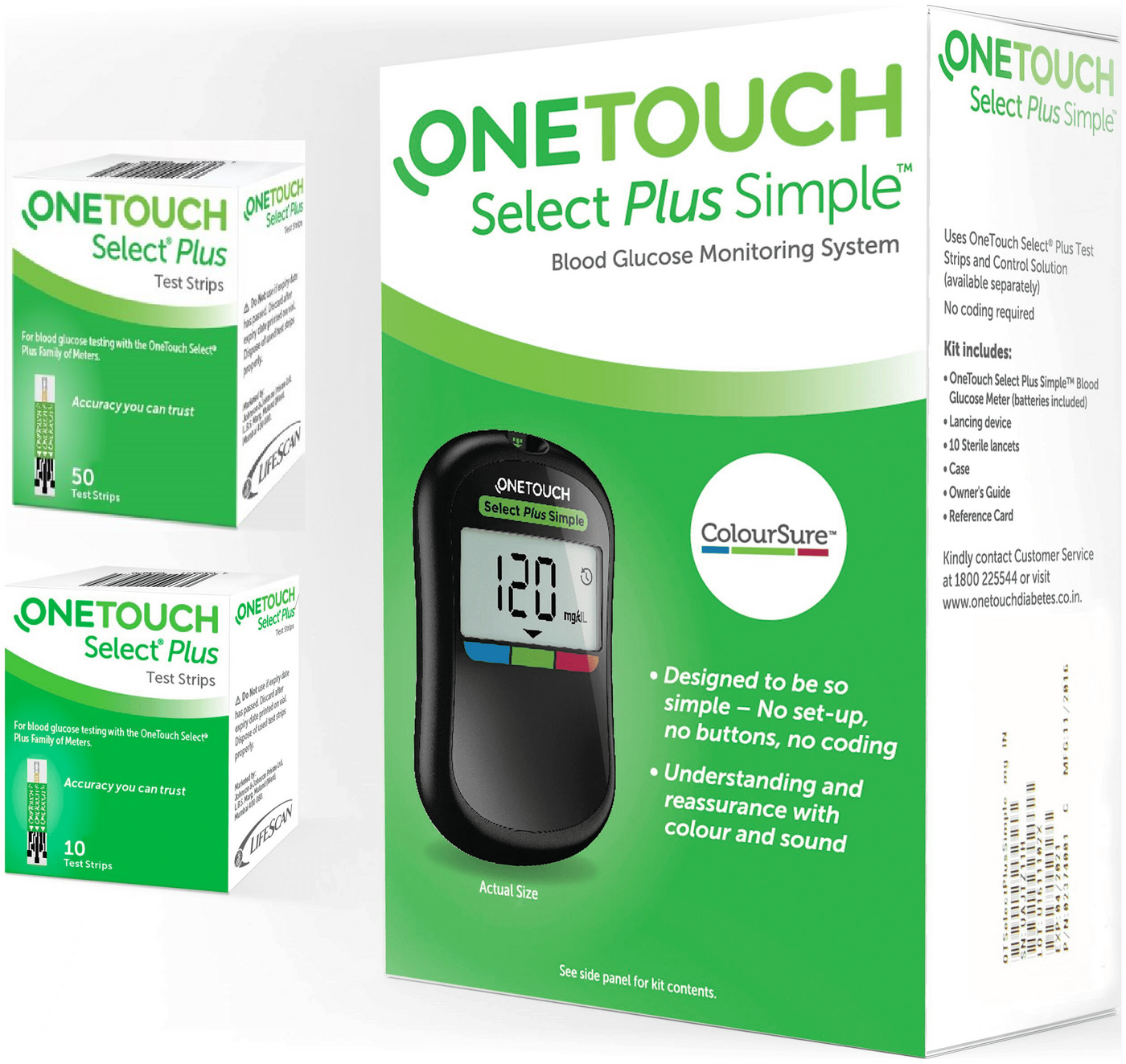 OneTouch Select Plus Simple Glucometer (10+50 Strips)