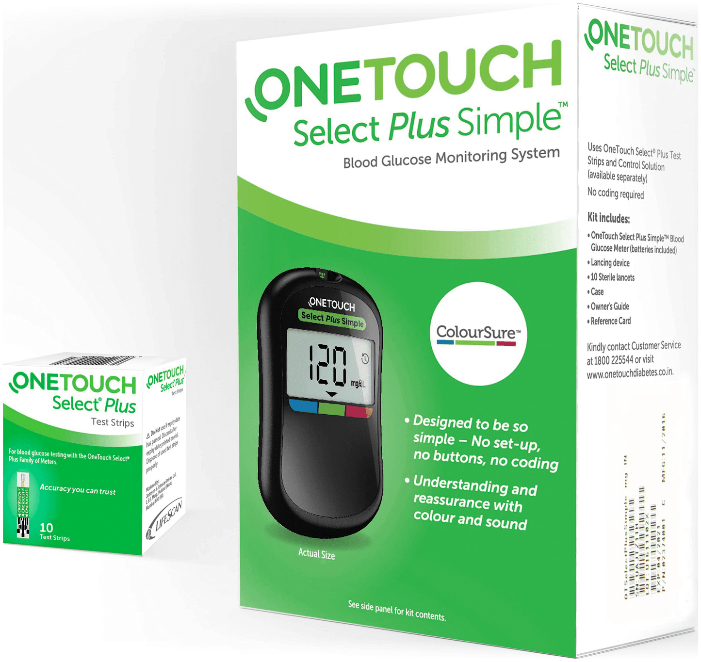 OneTouch Select Plus Simple Glucometer (Free 10 Strips)