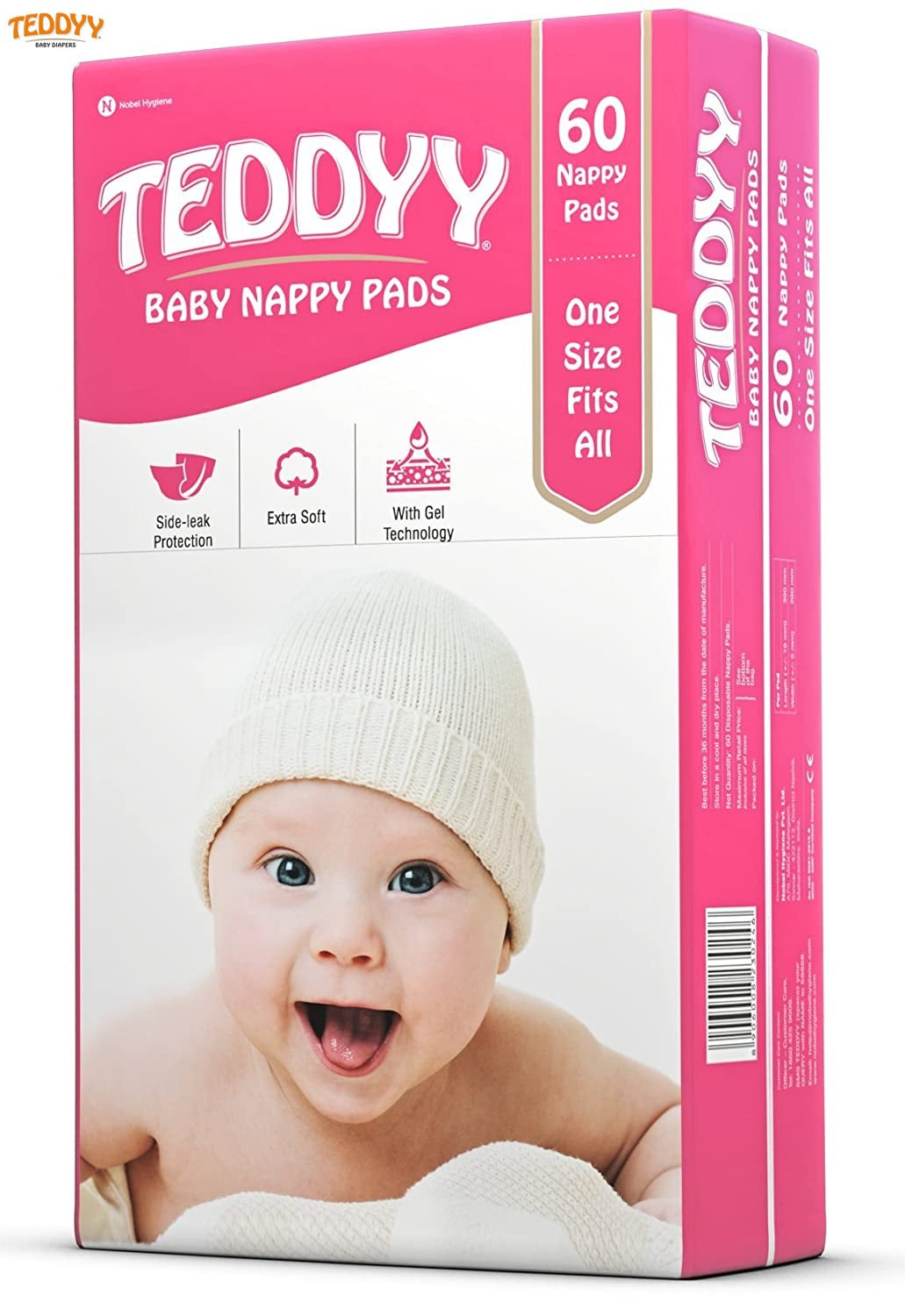 Teddyy Baby Nappy Pads 60 Pads With Free Size