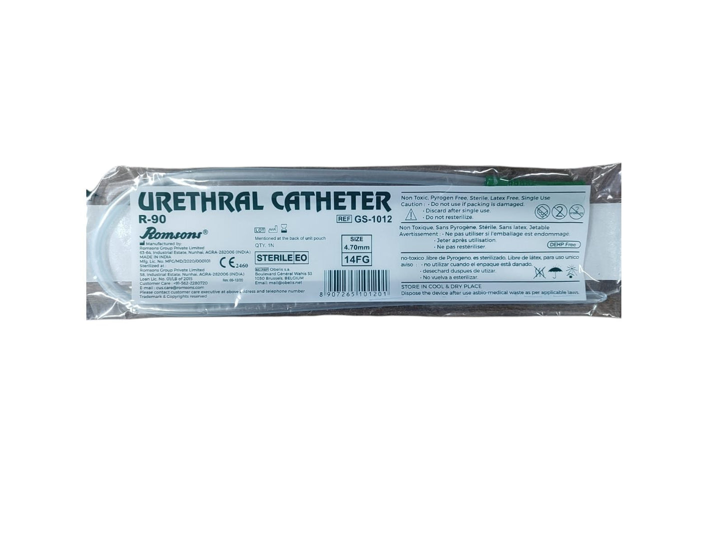 Romsons Urethral Catheter Sterile 4.70mm/14FG R-90